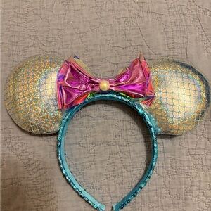 Disney Mermaid Sequin Ears with Pink Bow and Pearl